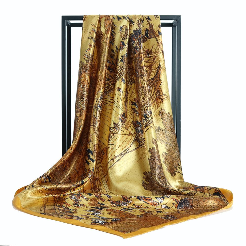 High-quality Luxurious Silk Scarves Headband Scarfs Neck Scarf For Women Chain Silk Scarf Women's Decorative Shawl