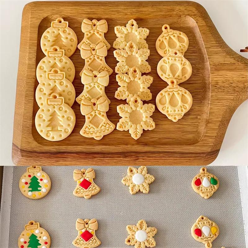 New Jam Sandwich Flowers Cookie Cutter 3D Christmas Biscuit Mould Pressable Fondant Stamp New Year Cake Decor Baking Supplies