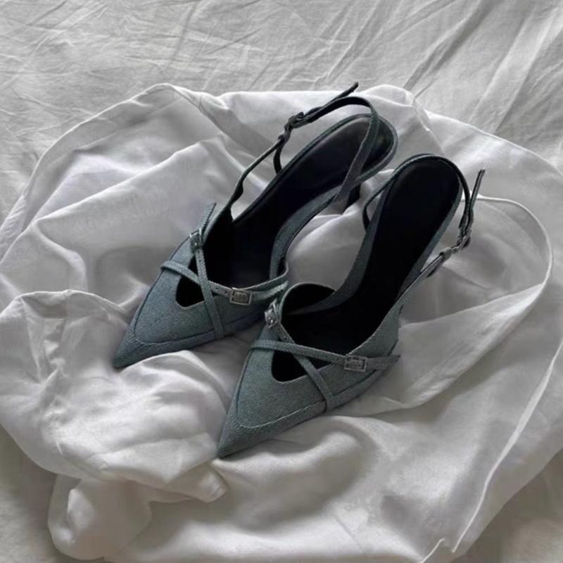 Fashion 2025 New Street Style Buckle Strap Women Pumps Pointed Toe Thin High Heels Banquet Slingback Party Shoes Zapatos De Mujer