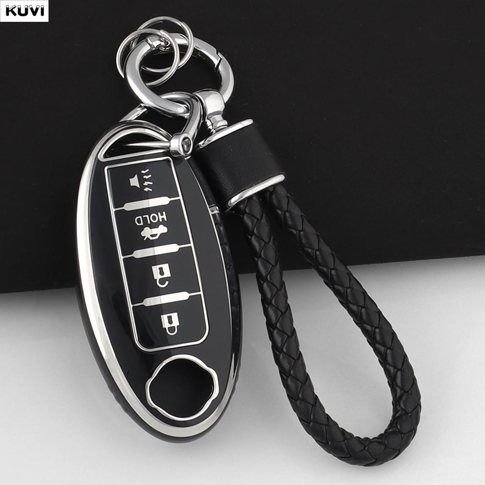 4 Button Tpu Car Key Case Cover For Nissan Leaf Micra Qashqai J11 J10 X Trail T32 Versa Note Patrol Keychain Fob Accessories