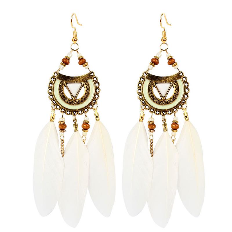 Bohemian Long Tassel Feather Earrings - Trendy Douyin-Inspired Design for Women