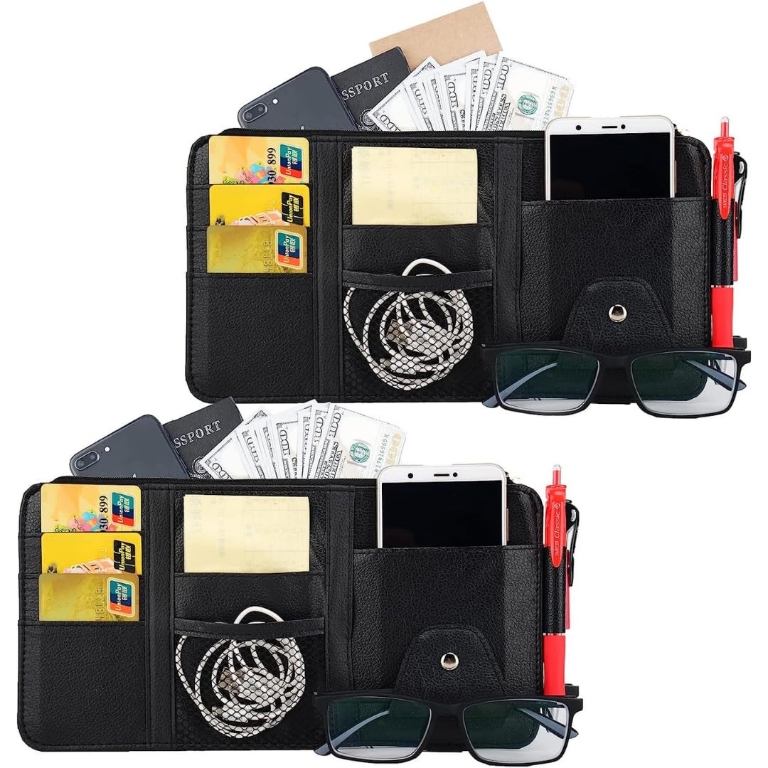 

TIMYU Автомобильный чехол для хранения солнцезащитного козырька, кожаный чехол для хранения автомобиля, карманный держатель для хранения, легко устанавливается, смартфон, солнцезащитные очки, карты, кабели, наушники, ручки