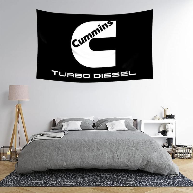 Cummins Turbo Diesel" Bold Logo Tapestry - Perfect for Unique, Stylish & Edgy Home Decor with Modern Charm