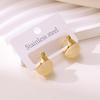 Elegant Multi-color Stainless Steel Hoop Earrings - Women's Autumn/Winter French Retro Style with Round Ball and Water Drop Design.