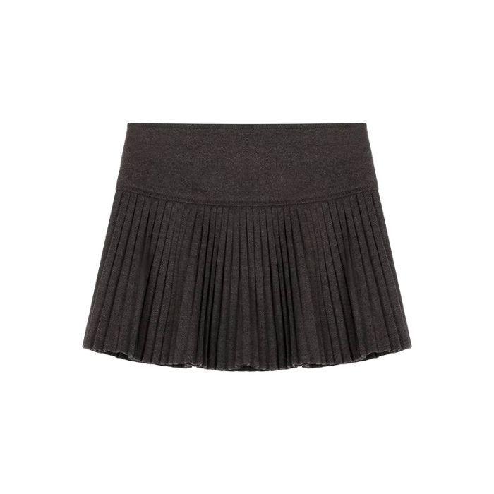 High-Waist A-Line Knitted Skirt for Women - Fashionable, Slimming, Anti-Exposure Wool Pleats for Spring & Autumn