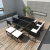 VidaXL Garden Furniture Set 9 Pcs with Cushions Wicker Resin Black