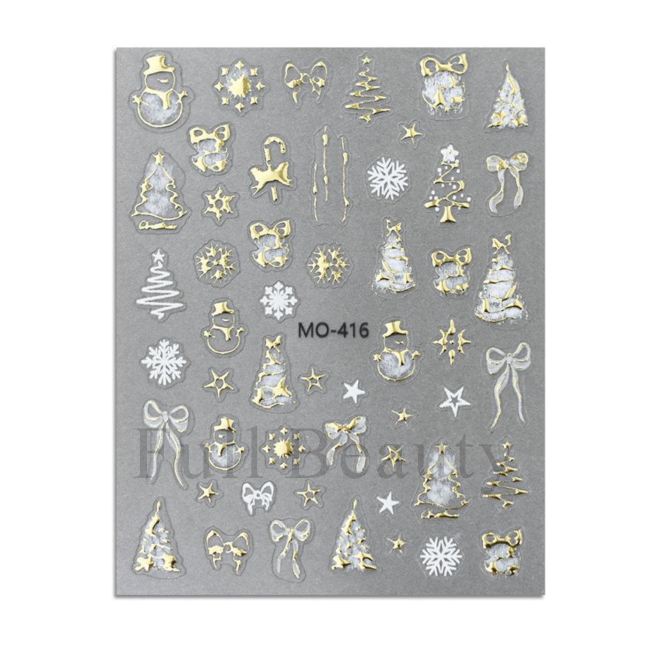 Nail Art Sticker Christmas Metal Bronzing Christmas Tree Bear Snowflake Bow Adhesive Nail Sticker