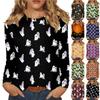 Long Sleeve Shirts For Women Cute Halloween Print Graphic Tees Blouses Casual Plus Size Basic Tops Pullover