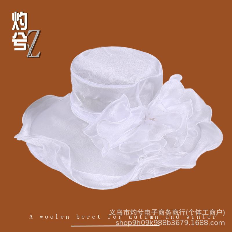 Big brim bright silk organza sun hat children spring and summer breathable vacation sunshade mesh gauze hat big brim sun hat