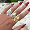Geometric Wide Rings Irregular Closed Ring Fashion Hollow Layered Rings  Women Jewelry