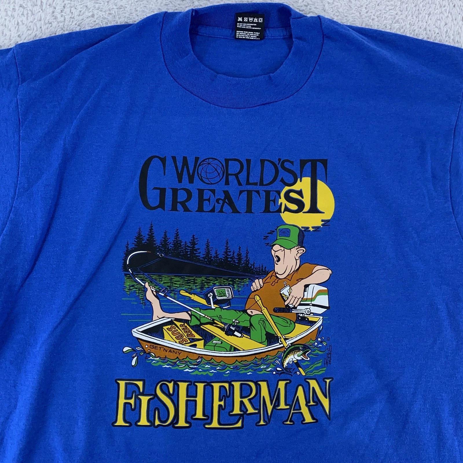 

Vintage World s Greatest Fisherman Shirt XL Funny Retiree Fishing Grandpa Joke L
