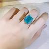 NEW Classic Women  sterling silver ring with paraiba gemstones female fine Jewelry Gift Wedding Engagement Accessories