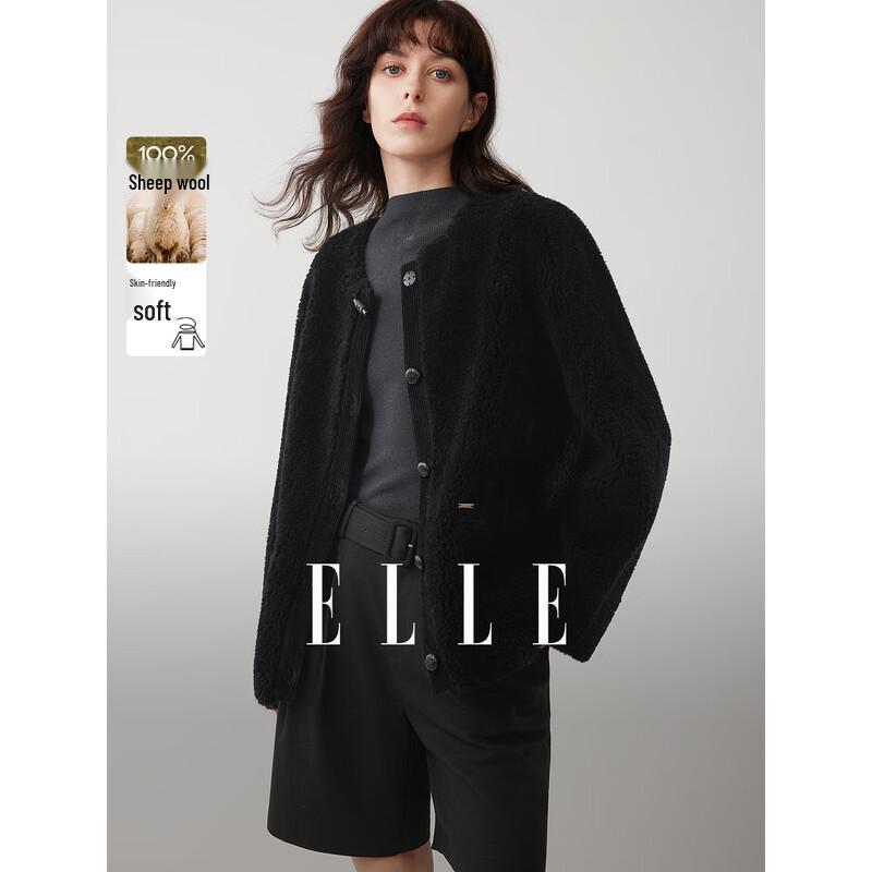 ELLE Women s 100% Merino Wool Short Plush Jacket M