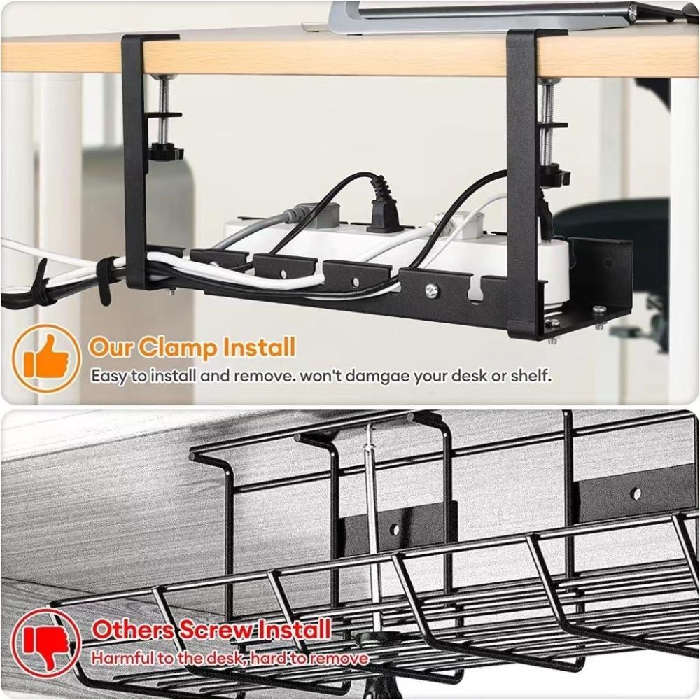 Expandable Under Desk Cable Shelf Heavy Duty Metal Cable Tray Power Strip Holder  Home Office