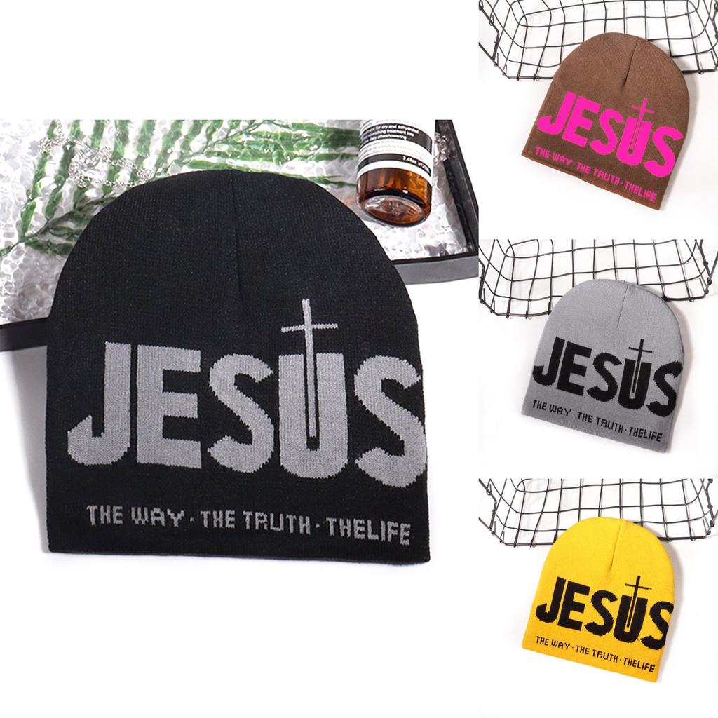 Nordic Streetwear Knit Hat With Embroidered Letters For Casual Winter Wear