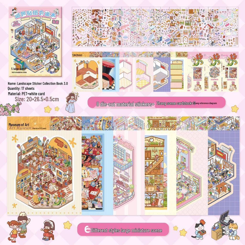 3D Miniature Scene Sticker Set - DIY Three-Dimensional House Puzzle
