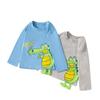 Autumn Children's Clothing for Boys and Girls, Cartoon 3D Dinosaur Pure Cotton Round Neck Long-Sleeved T-Shirt for Children, Boys' Base Layer Shirt