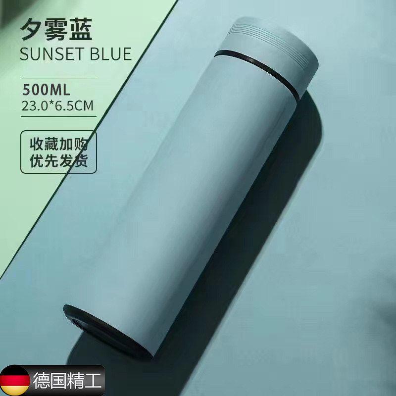 

German Gfs Smart 316 Stainless Steel Large-Capacity Thermos Cup for Men and Women, Simple and Portable Korean-Style Tea Cup [Antibacterial 304] Yuzuki Blue-480Ml