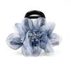 Temperament Ink Blue Mesh Flower Hair Clip For Women Headwear Hairpin Ornament Accessories