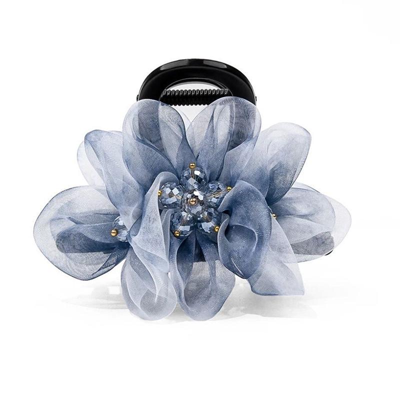 

Temperament Ink Blue Mesh Flower Hair Clip For Women Headwear Hairpin Ornament Accessories