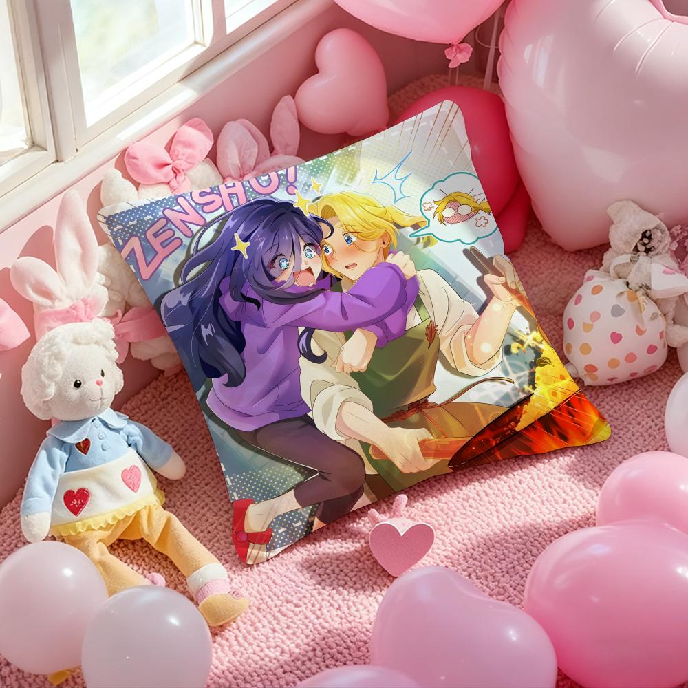 Z-ZENSHU Anime Cushion Cover Pattern Printed Pillowcase for Living Room Sofa Cushion Cover & Bedroom Decor
