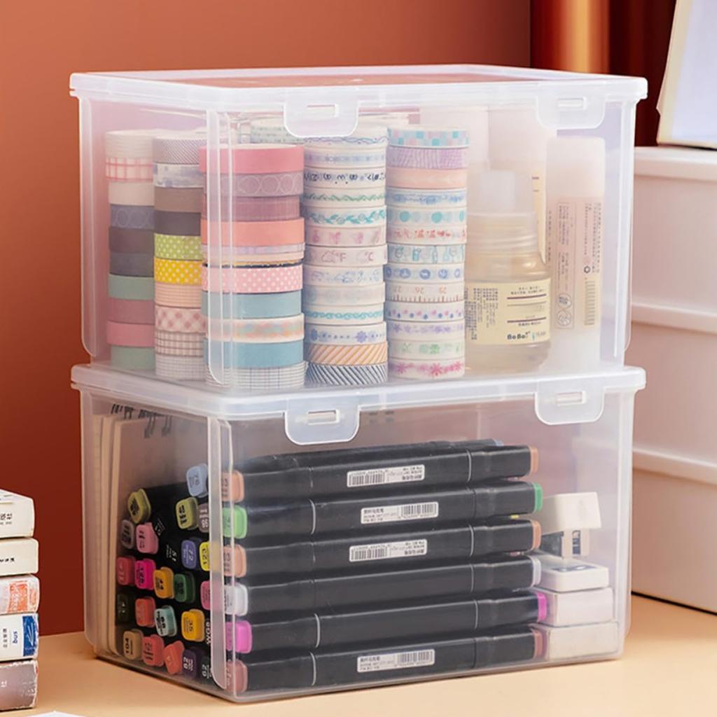 1pc Transparent Plastic Desktop Storage Box, for Storing Miscellaneous Items Such As Chargers, Remote Controls, Masks, Etc