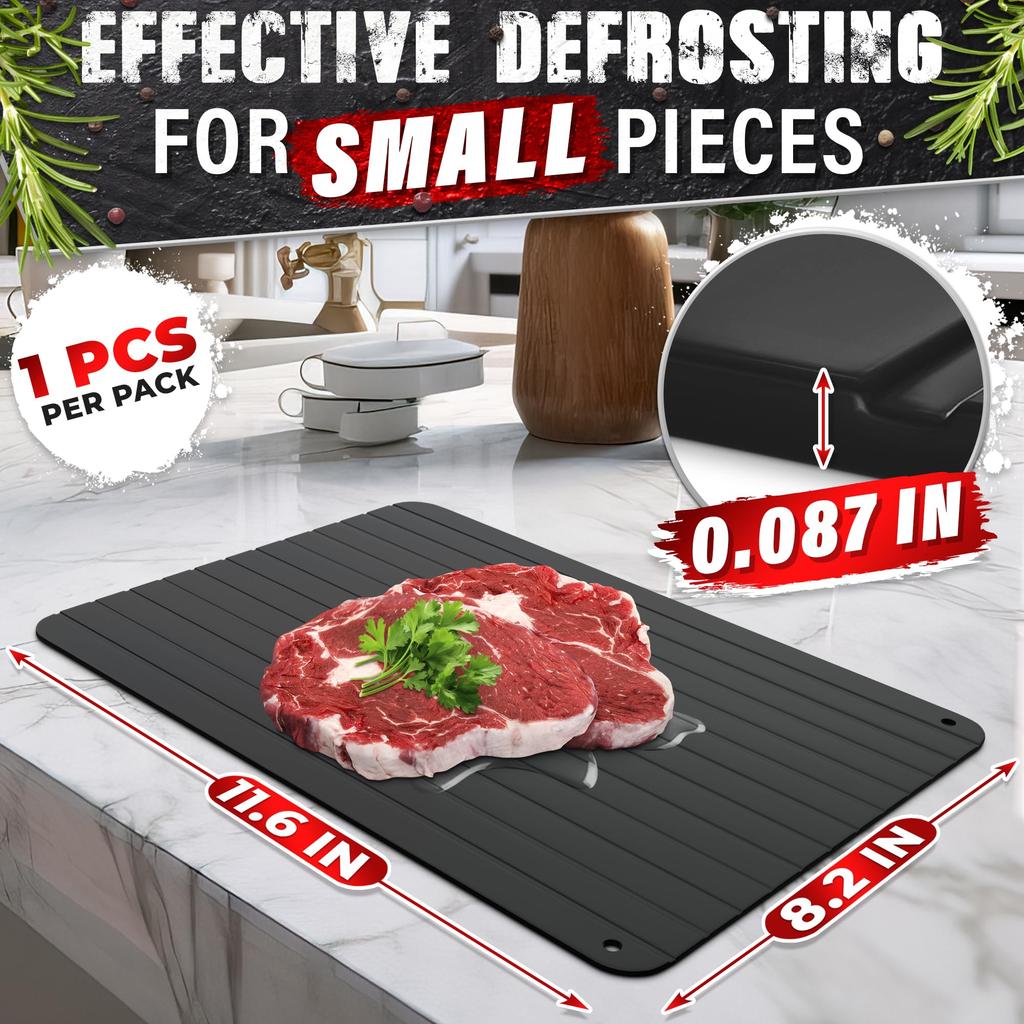 Quick Defrosting Tray for Frozen Meat Fish Vegetables Non-Electric Aluminum Thawing Non-Stick Surface High Thermal Conductivity