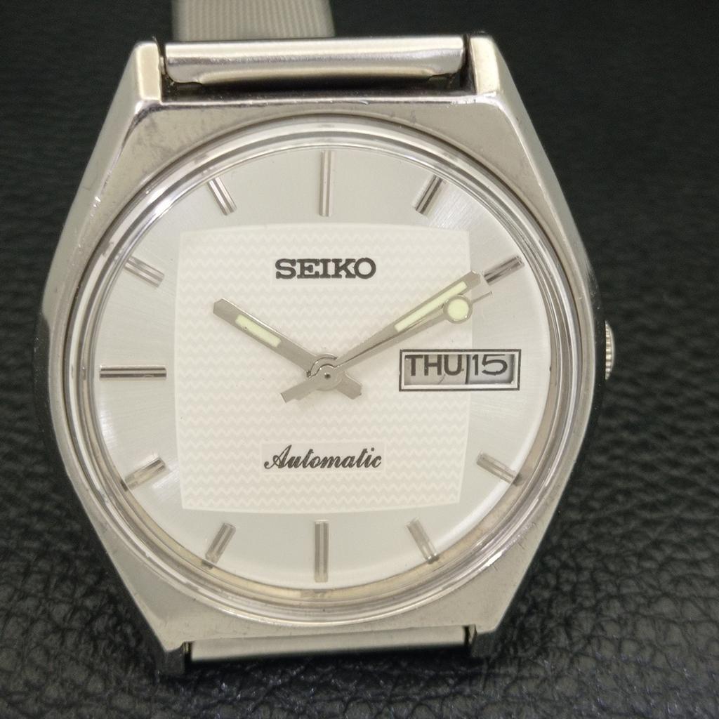 AUTOMATIC VINTAGE SEIKO 6319A JAPAN MENS WHITE COLOR DIAL WATCH a500827-5 R154-a500827