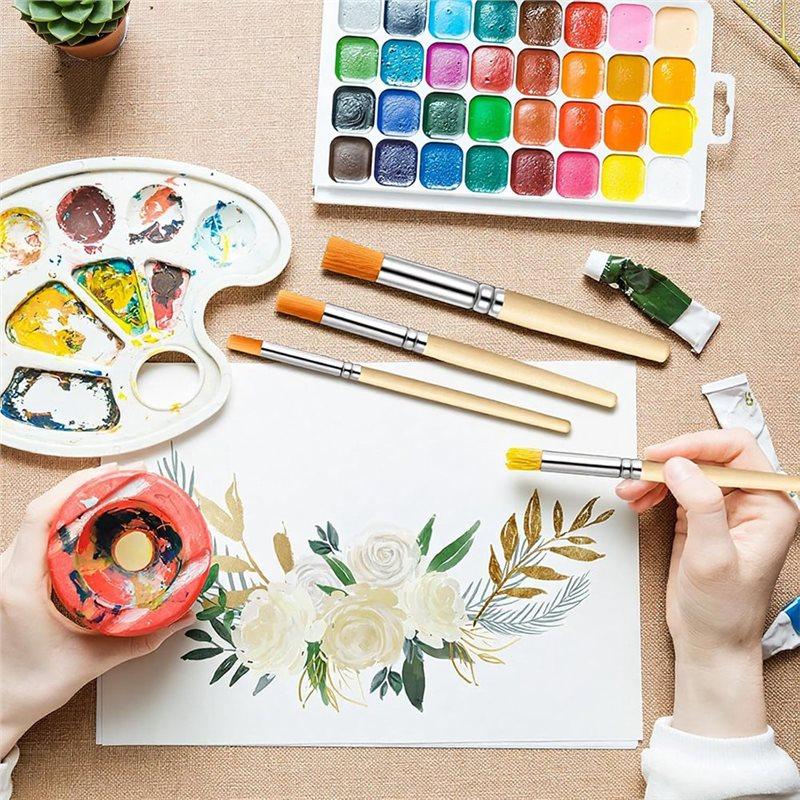 ABMH-For Acrylic, Oil Watercolor, DIY Crafts Compatible 6Pcs Natural Bristle Stencil Brush Set In 3 Sizes