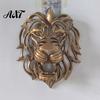 Retro Bronze Home Wall Ornament Lion Sculpture, Resin Decorative Art, 3D Animal Head Sculpture for Living Room Figurine, Hollow Hanging Pendant Indoor