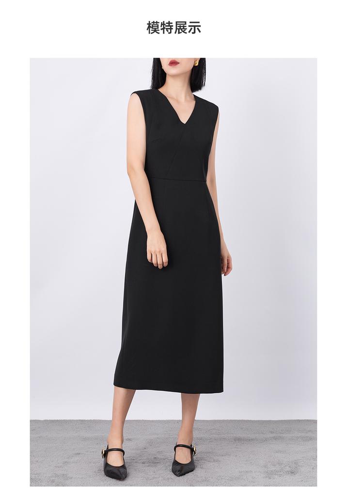 Ditu V-neck French Sexy Waist Slimming Casual Fashion Temperament Elegant Sleeveless Dress