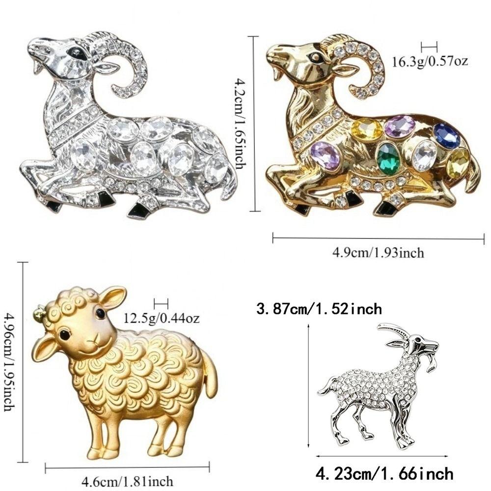 Inlaid Ram Brooch Alloy Lapel Pin Gifts Clothing Fixing Pins Coat Scarf Decoration