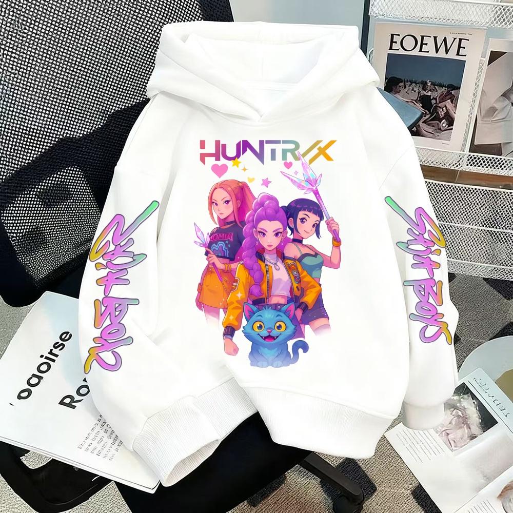 

2025 Anime K-Pop Girls Witch Hunter Hoodie Harajuku Hip Hop Pullover Sweatshirt Unisex Kids Lettering Sportswear Fashion 100