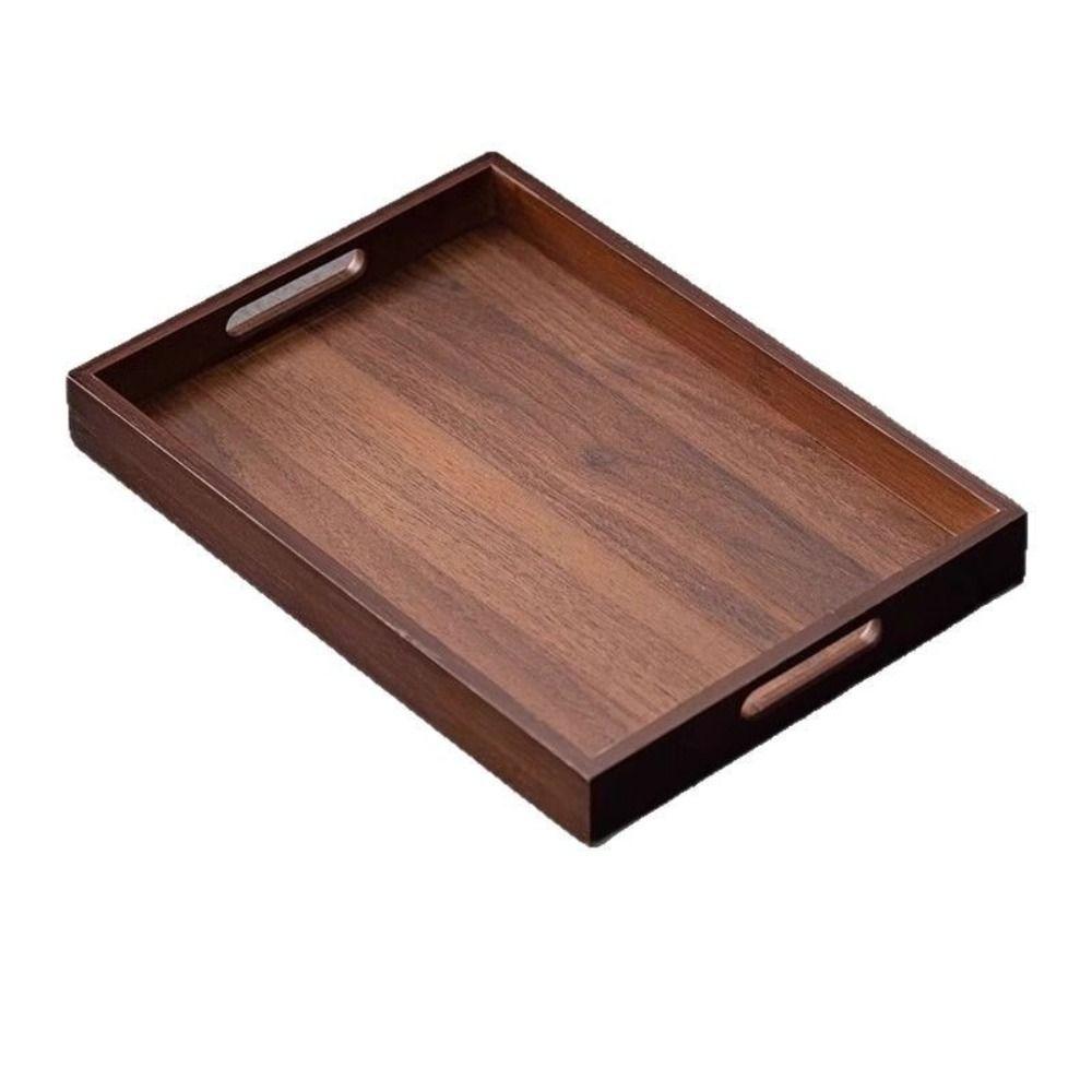 Dekorative Schale Rechteckig Bambus Holzschale Walnussfarbe Mit Griff Lebensmittelaufbewahrungsschalen Serviertablett Couchtisch