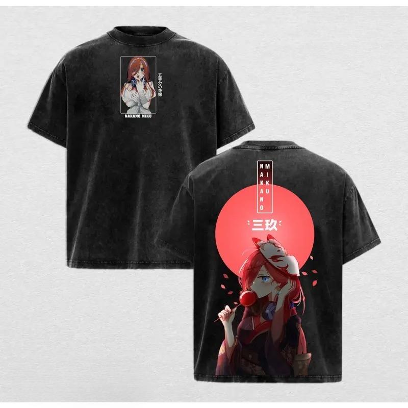 The Quintessential Quintuplets Miku Graphic Tshirt Men Women Clothing Short Sleeve Cotton T-shirts Washed Tee Harajuku T Shirt