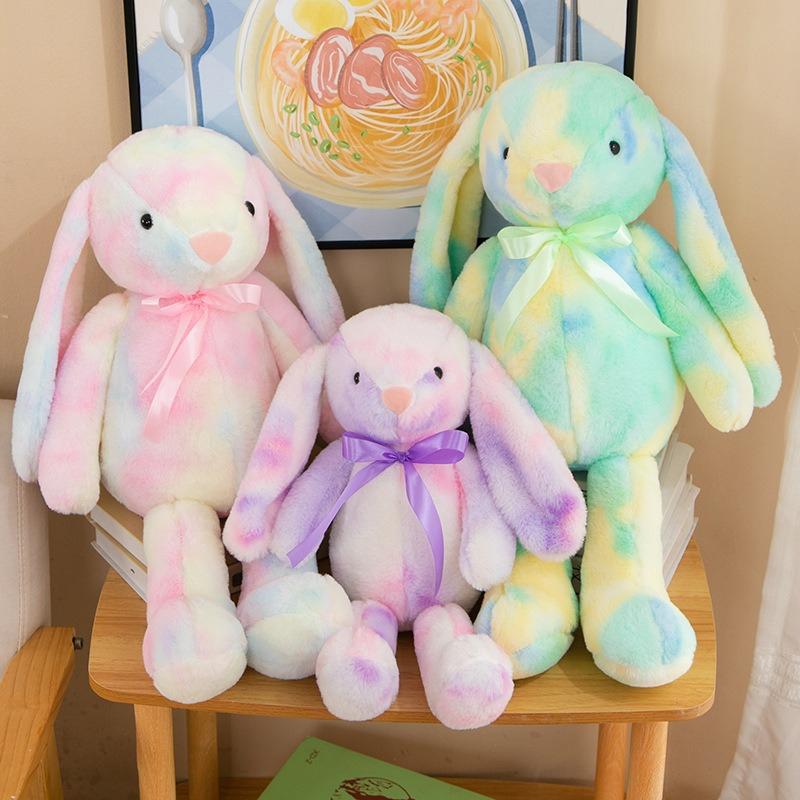 Long Ears Fantastic Rainbow Colorful Plush Rabbit Plush Toy Stuffed Animals Bunny Soft Doll Kids Toys Birthday Christmas Gift