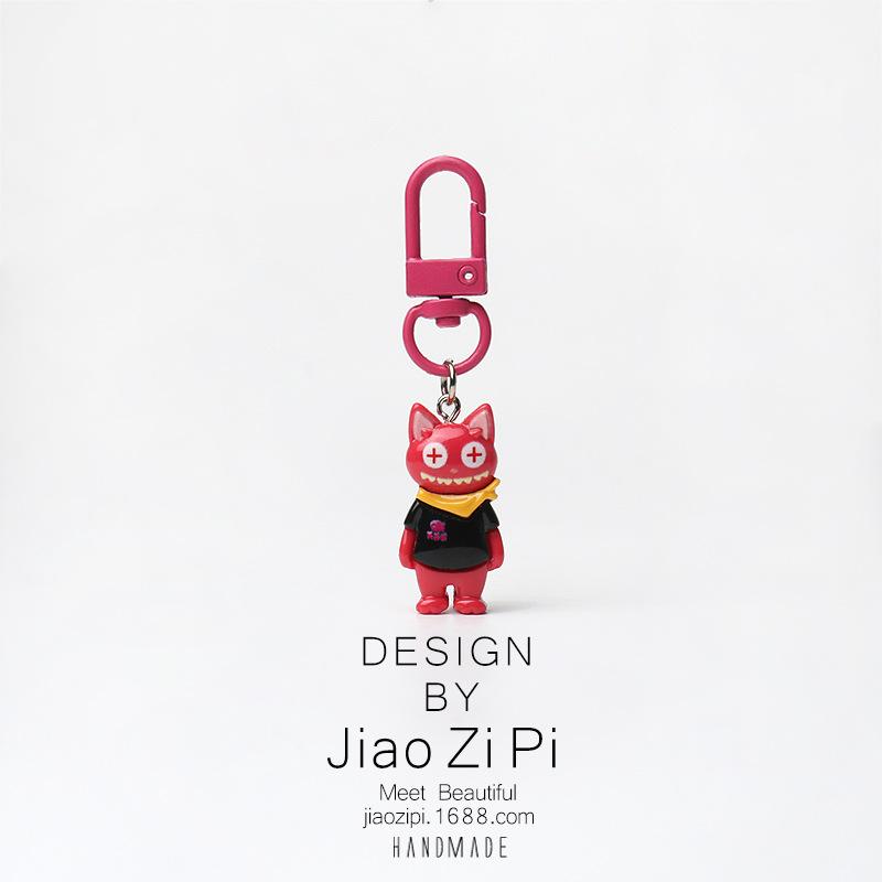 Trendy Funny Street Cat Keychain Creative Bag Jewelry Pendant Personalized Cartoon All-match Daily Accessories