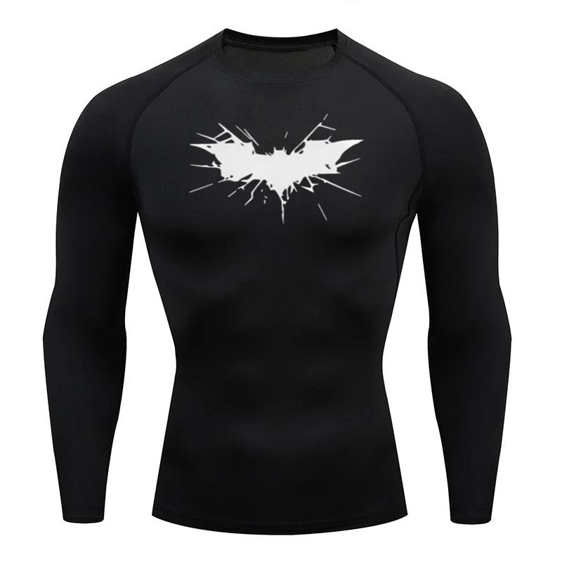 Men's Print Long Sleeve Compression Shirts Gym Workout Rash Guard Athletic Fitness Running Baselayer Undershirts Tops Sportswear