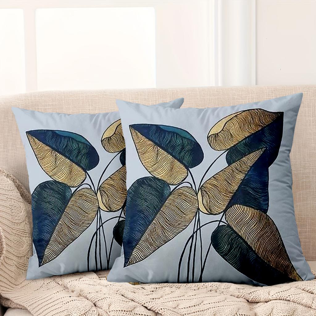 1 Stück - 2D Flachdruck Exquisite Blattmuster Wurfkissenbezüge Polyester Kissenbezug Sofa Dekokissenbezug