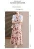 Sophisticated Summer Two-Piece Set for Middle-aged Women: Wide-leg Skirt and Top Ensemble