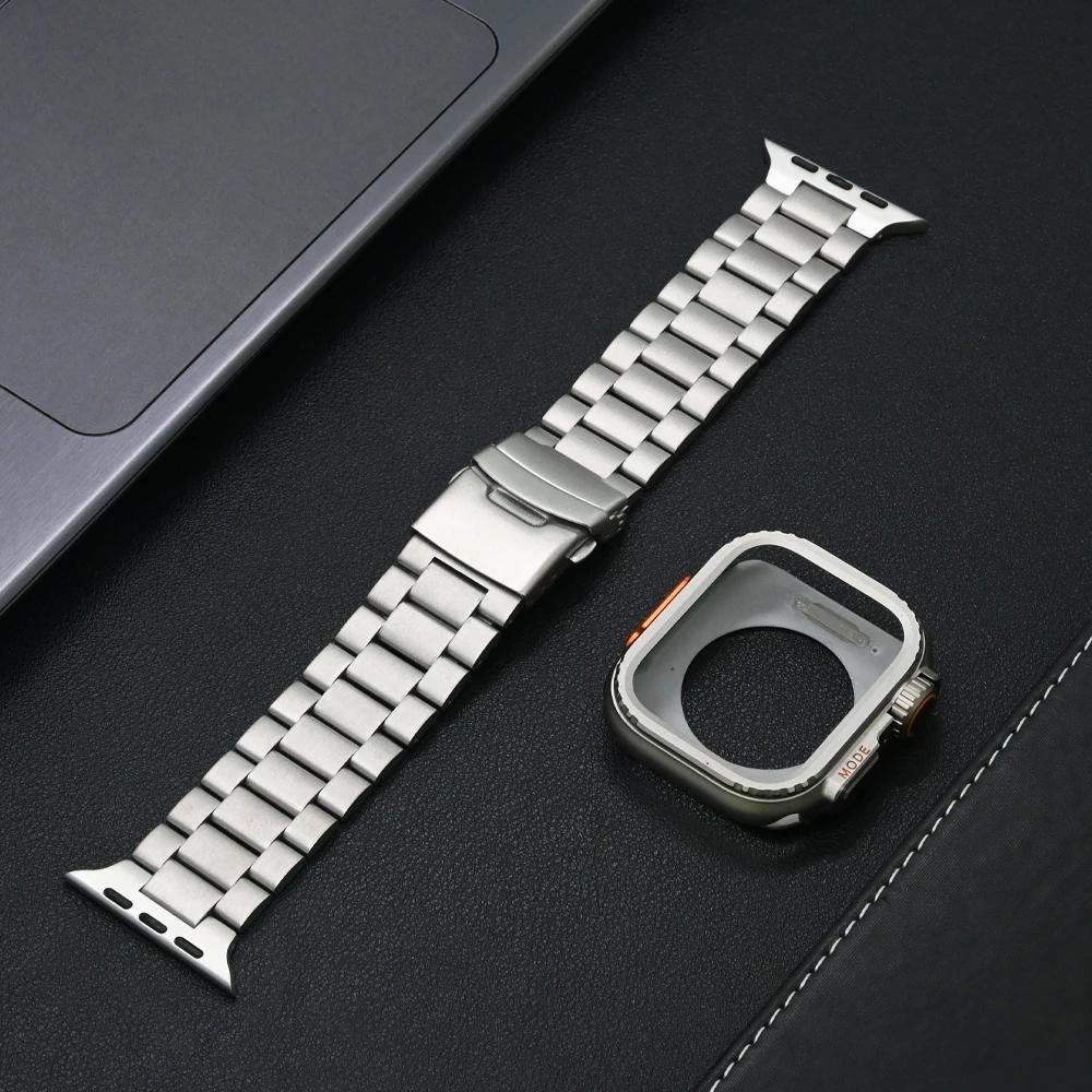 Luxury Titanium Band for Apple Watch Ultra 49mm Series 10 46mm Titanium Orange Strap+case for Apple 9 8 7 6 5 SE Watch 45mm 44mm