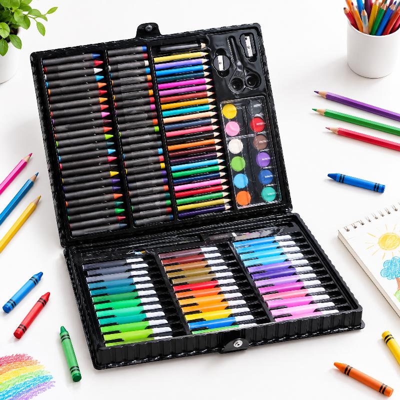 Set d'Arte per Bambini 208 Pezzi Con Cavalletto Integrato Assortimento di Materiali per Colorare per Bambini Disegno Artigianato Attività di Homeschooling