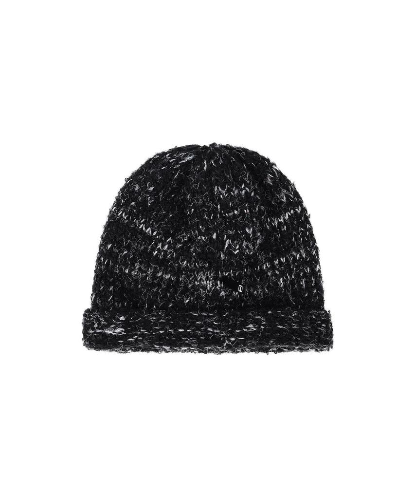 Bajal Va Square Long Label Roll-Up Beanie Black