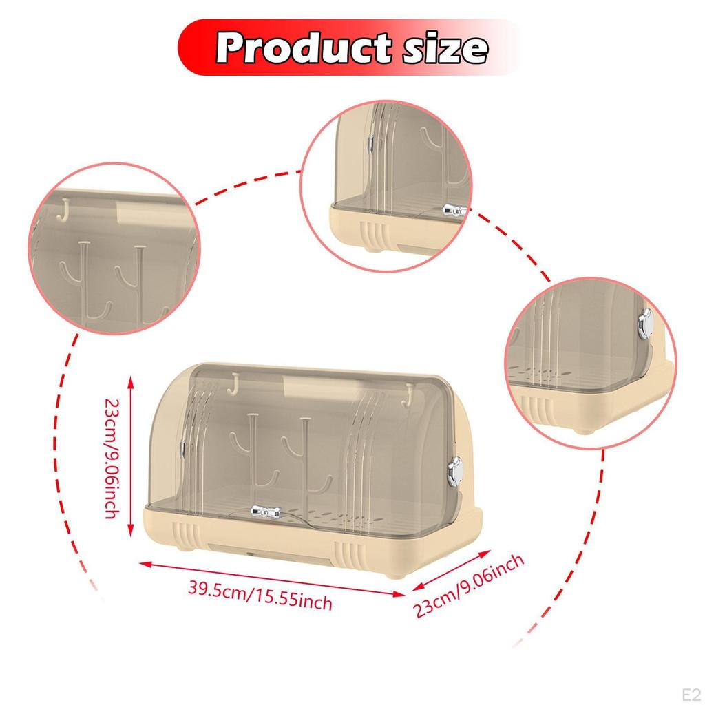 Rack Dustproof Cup Holder Portable with Drainage Base Tableware Storage Box for Tea Cups Bowls