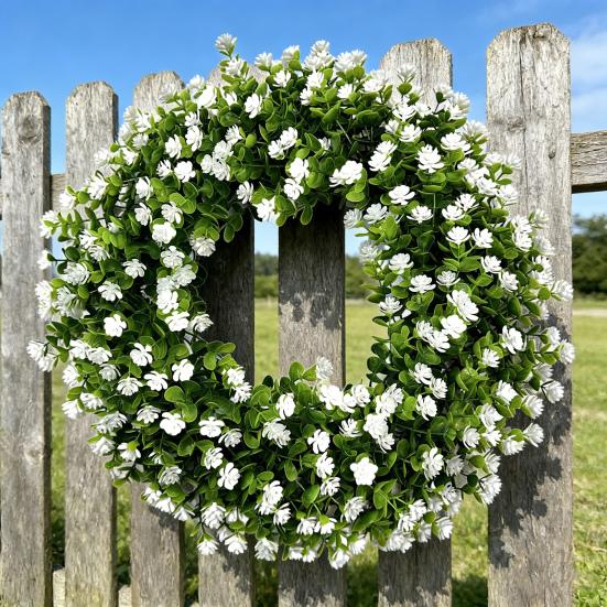 Spring Summer Wreath for Front Door Artificial Wildflowers Wreath with Eucalyptus Leaves for Indoor Outdoor Wall Porch Farmhouse Home Decor