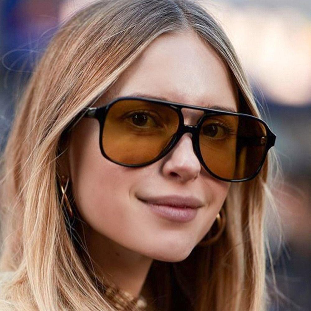 Occhiali da Sole Vintage Pilotta Oversize a Doppio Ponte Protezione UV400 Classici Anni '70 Lenti Grandi per Donna e Uomo