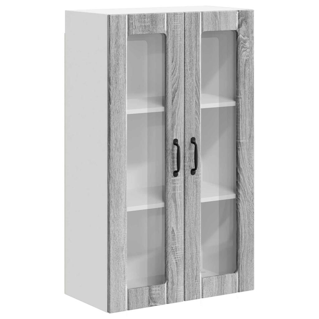 Wall Mounted Glass Cabinet LUCCA Grey Sonoma 60 x 31 x 100 cm