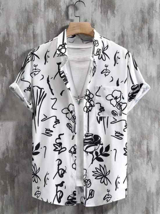 Camicia Casual da Uomo a Maniche Corte a Righe Primavera 2025