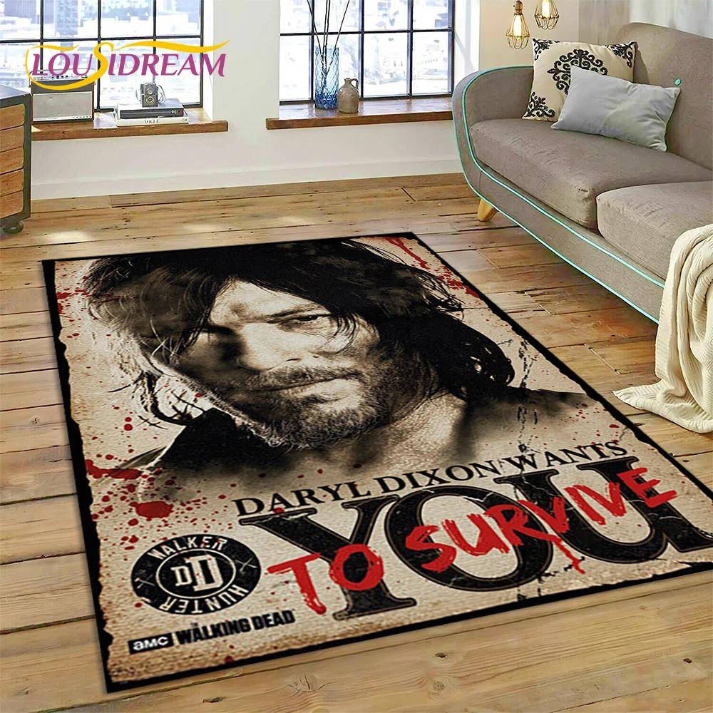 3D The Walking Dead Lincoln TWD TV Teppich für Wohnzimmer Schlafzimmer Heimdeko, Bodenmatte Rutschfest Dekoration für Sofa Fußmatte