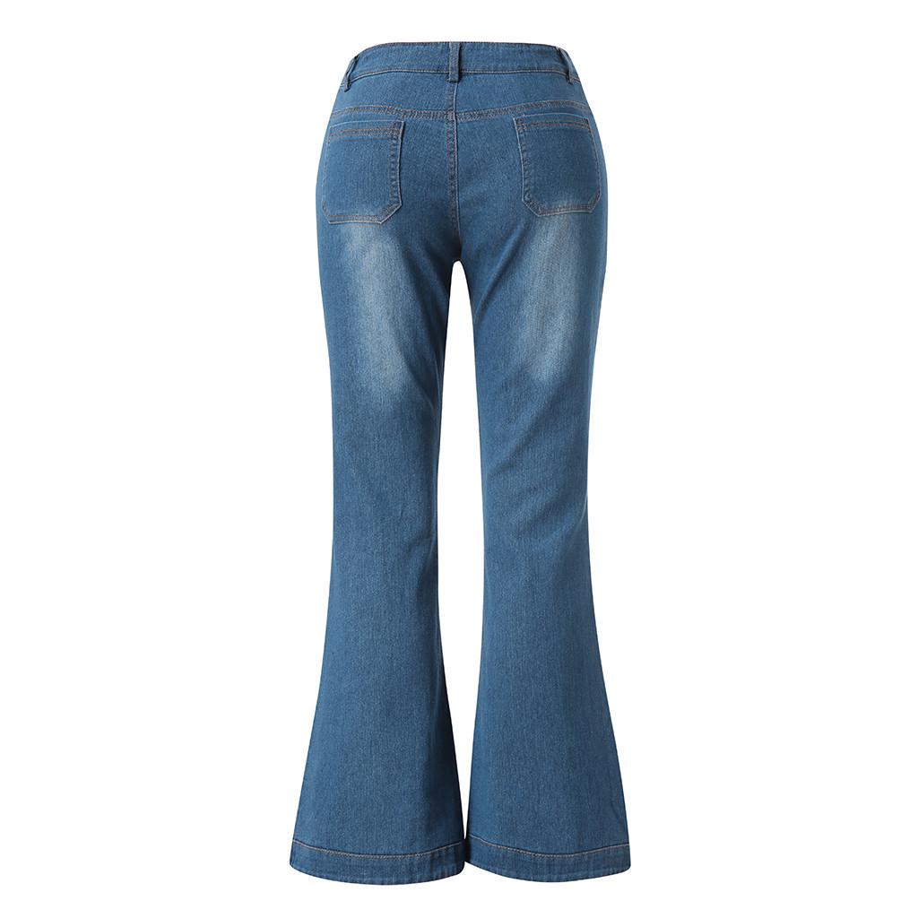  Women  Elastic Plus Loose Denim Pocket Casual Boot Cut Pant  Jeans